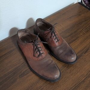 Johnston & Murphy Saddle Oxford Mens 10.5 Brown Leather Lace Up Casual 20-2272